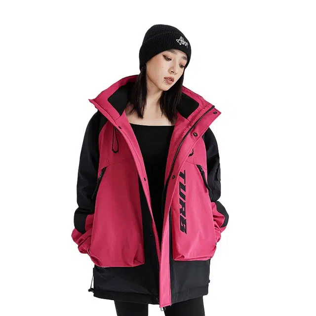 【dme】 户外山系工装拼色连帽防风防水羽绒服 男女同款