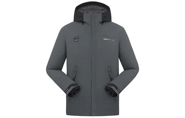 探路者 纯色连帽防水拉链冲锋衣 男款