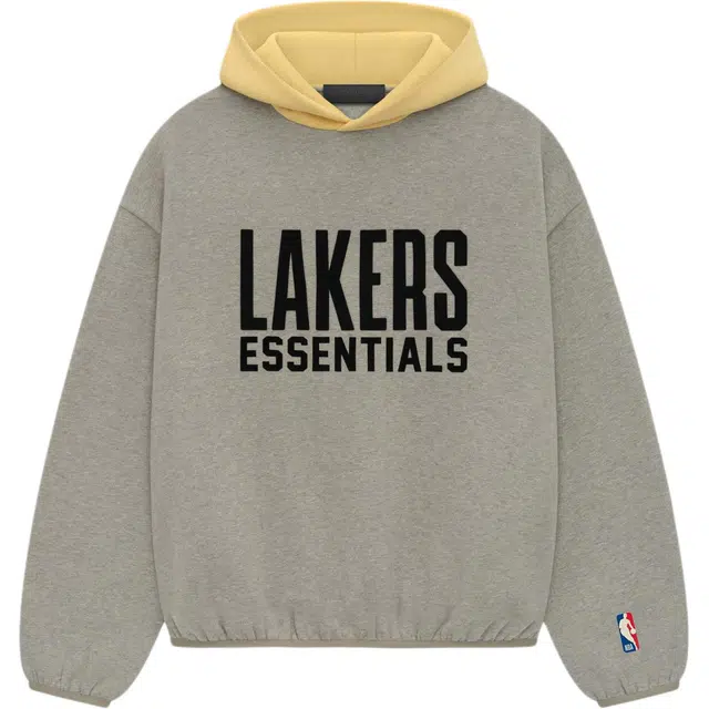 Fear of God Essentials x NBA FW24 Essentials Lakers Hoodie logo Warm Heather