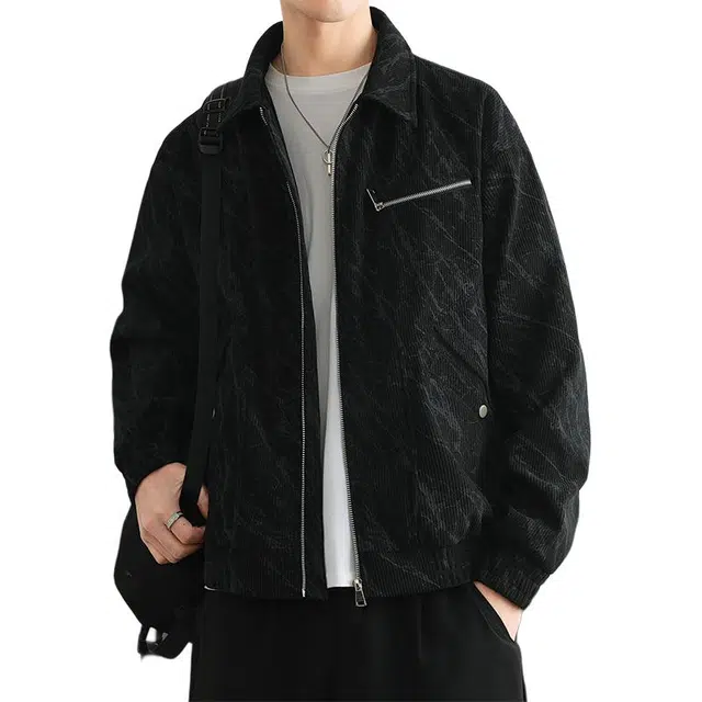 雅鹿 美式复古扎染设计灯芯绒外套舒适翻领山系户外外搭潮流痞帅学院风通勤飞行员高级感长袖大码舒适工装夹克 男女同款