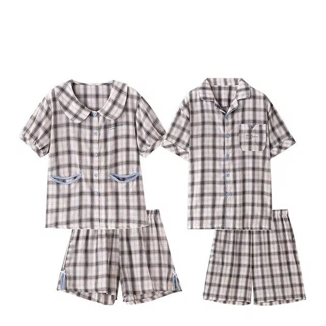 俏韵 翻领开衫时尚休闲家居服可外穿睡衣套装 男女同款