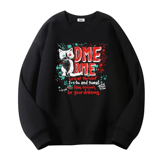 【dme】 宽松字母重磅落肩休闲百搭长袖卫衣 男女同款