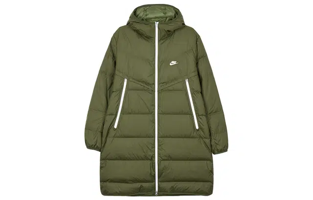 Nike Logo Mid-Length Down Jacket Military Green