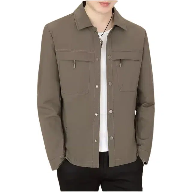 雅鹿 季男士外套翻领休闲商务工装薄款外套夹克 男款