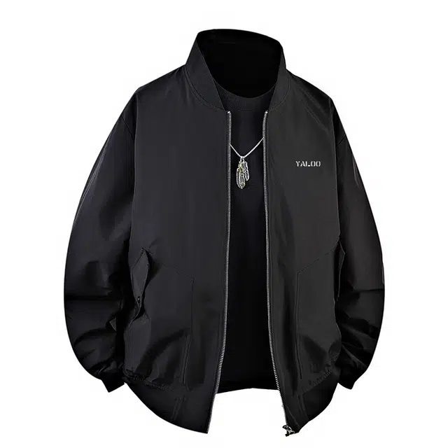 雅鹿 基础款复古简约百搭高街通勤百搭休闲棒球领宽松工装拉链落肩教练夹克外套 男女同款