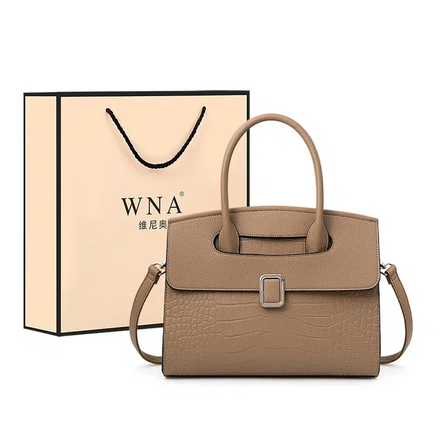 维尼奥 品牌经典时尚鳄鱼纹通勤包百搭休闲大气妈妈包优雅质感实用女包 合成革 手提包 常规 女款 大象灰