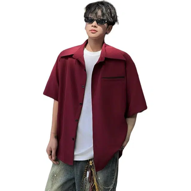 颂希尔 禁欲系痞帅高级感短袖衬衫 男女同款