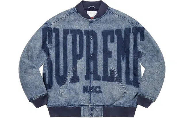 Supreme SS23 Week9 washed knockout denim varsity jacket Logo