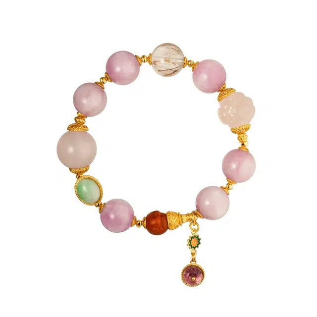 龙弗 【旺人缘旺桃花】平衡情绪疗愈治愈美满幸福新中式美学甜美精致小众设计 粉水晶 手串 女款