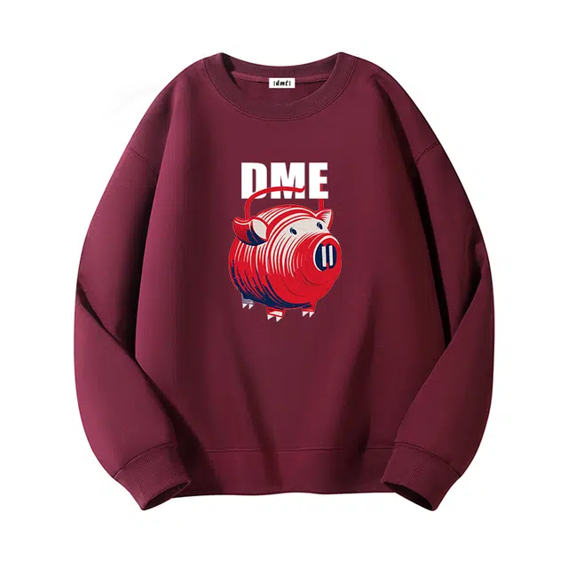 【dme】 美式复古潮牌动物字母印花潮流宽松圆领百搭舒适休闲卫衣 男女同款