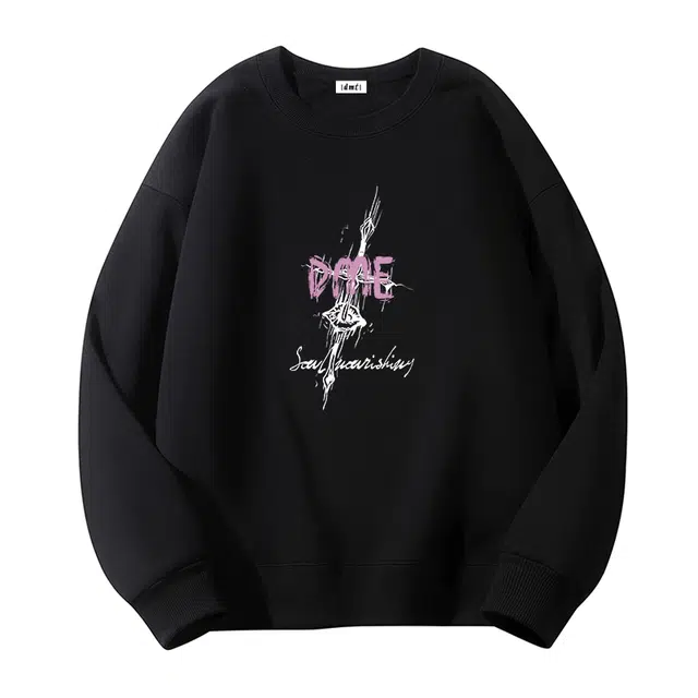 【dme】 美式重磅印花青少年圆领潮牌宽松百搭休闲打底衫卫衣 男女同款