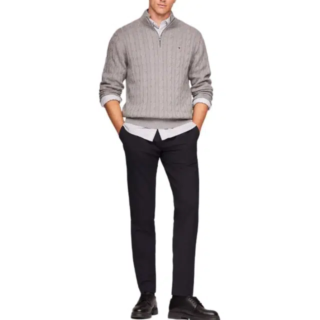 Tommy Hilfiger Logo Half-Zip Knit Sweater