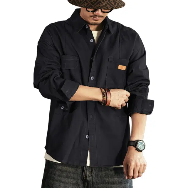 格蓝鹿 学生党基础美式英伦风高端高街长袖衬衫 男女同款