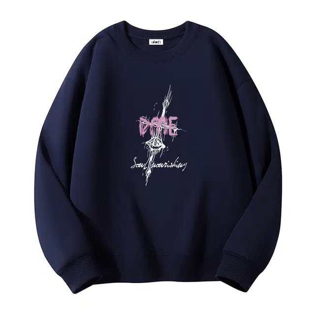 【dme】 美式重磅印花青少年圆领潮牌宽松百搭休闲打底衫卫衣 男女同款