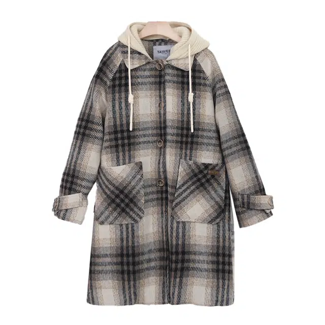 鸭鸭 时尚百搭毛呢中长款外套羽绒服 男女同款