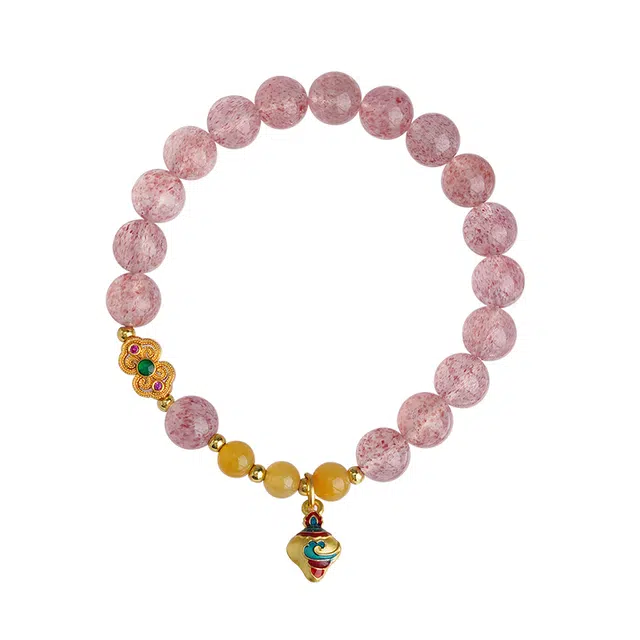 布达拉宫 【好人缘 招桃花】新中式爱情提升自信招财平安高级感气质百搭转运珠#好运 草莓晶 手串 男女同款情侣款
