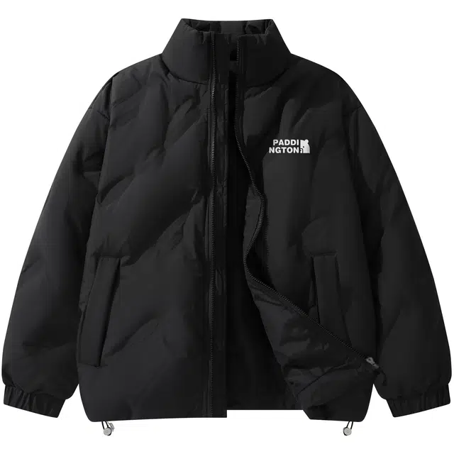 帕丁顿熊 基础款小熊贴标印花纯色泡芙宽松休闲防风外套防寒保暖加厚羽绒服 男女同款