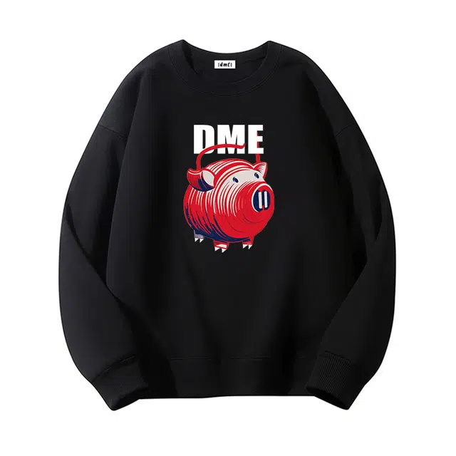 【dme】 美式复古潮牌动物字母印花潮流宽松圆领百搭舒适休闲卫衣 男女同款
