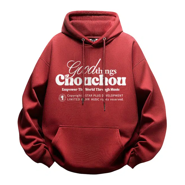 周同学 周杰伦 美式高街基础品牌个性字母无性别主义舒适纯色重磅宽松休闲连帽卫衣 男女同款