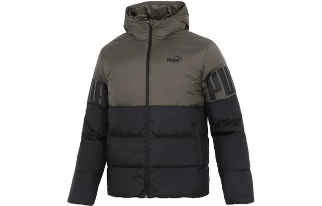 Puma Logo Patch Down Jacket Hoodie Black