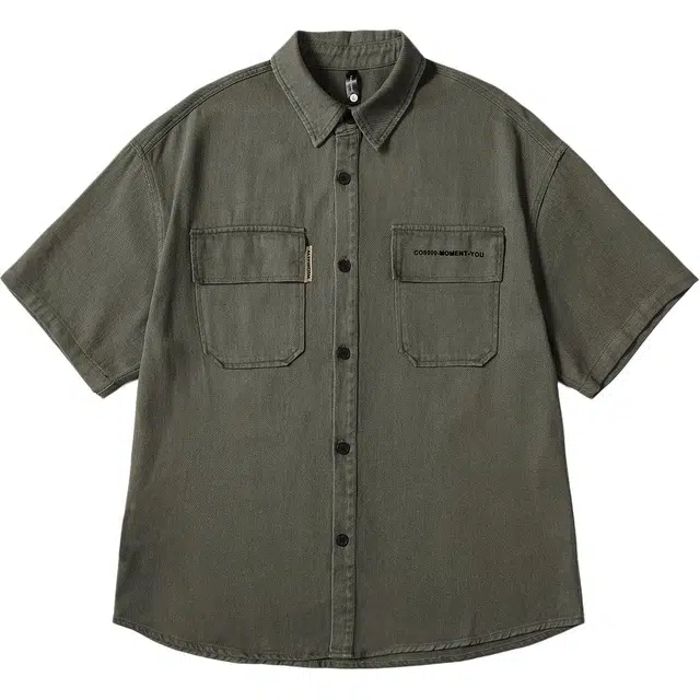 格蓝鹿 学生党纯棉基础简约休闲痞帅机能工装衬衣外套男经典修身美式复古男士短袖衬衫 男女同款