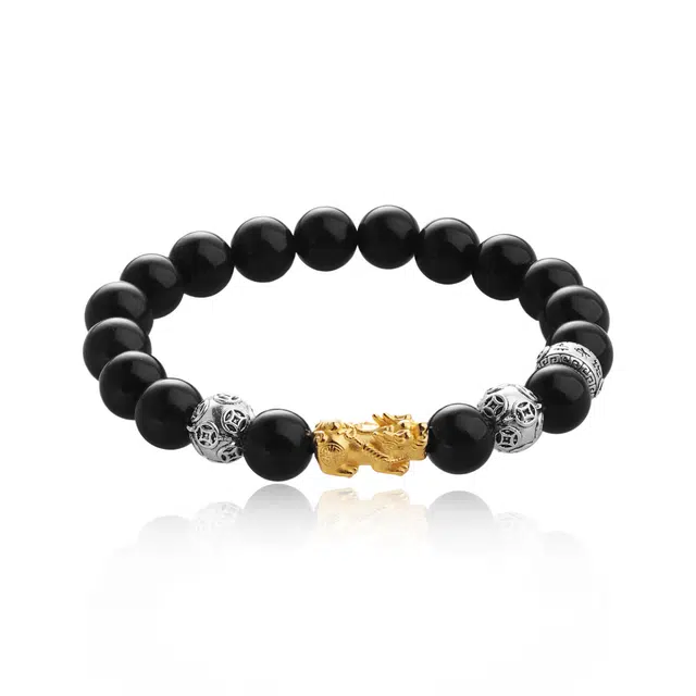 永恒旋律 纯银 招财纳福玄金貔貅转运珠 新中式国潮足银吞金兽复古 经典时尚高级感日常百搭 精美礼盒装 好运 菩提子/菩提籽 手串 男款