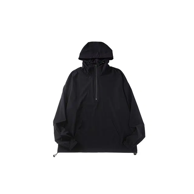 我是大卫 纯色连帽套头宽松长袖夹克外套 男款 黑色