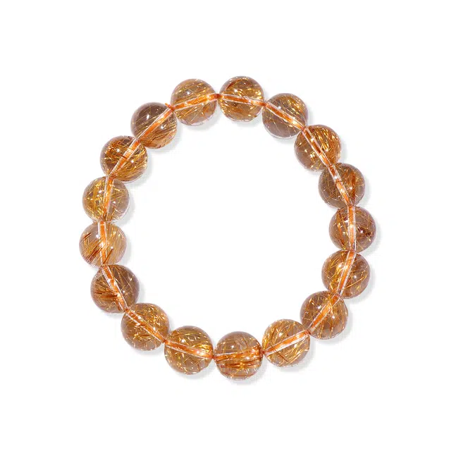 祥燕 高端珍品高净体发丝密铜发晶转运串聚财招桃花水逆绝缘体好运天然 红发晶 水晶手串 男女同款情侣款