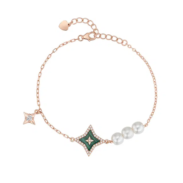 法思梵 闪耀璀璨星芒精致浪漫简约时尚恋爱告白百搭气质小众轻奢唯美优雅元气小清新高级感设计天然 孔雀石 玉石手链 女款