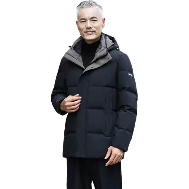 雅鹿 防风保暖御寒内有温度计贴中老年羽绒服 男款