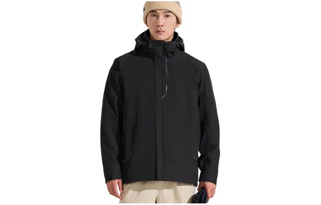 探路者 户外防水透湿防寒保暖三合一冲锋衣 男款 黑色