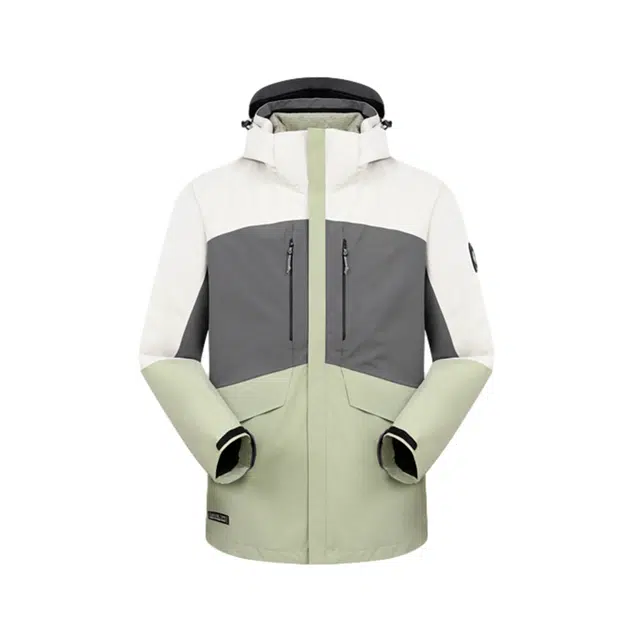 探路者  拼色户外休闲运动拉链连帽长袖套羽绒内胆  防风透气保暖防泼水冲锋衣 男女同款