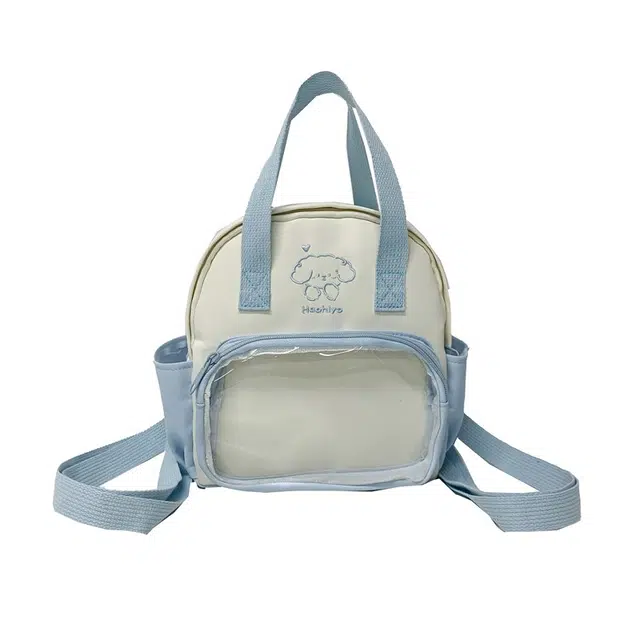 單倉 多功能日系吧唧痛包小食量二次元小可爱撞色出行便携 斜纹布 双肩手提包 常规 男女同款情侣款 多色