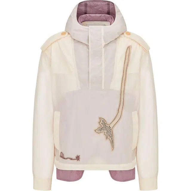 DIOR Pattern Appliqué Hoodie Jacket White