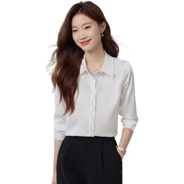 爱依莲 时尚舒适百搭短袖衬衫 女款 白色