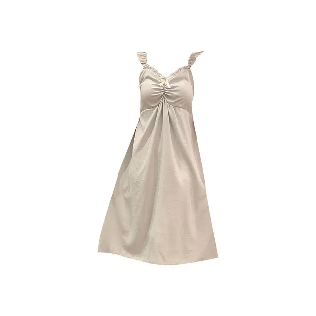 欧诗帛 云朵棉韩版家居服带胸垫纯色无袖吊带睡裙 女款 图片色