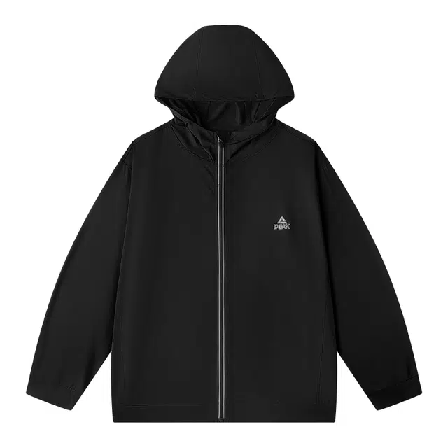 匹克  高颜值大三角轻薄透气速干运动健身连帽  防水防风冲锋衣 男女同款 黑色