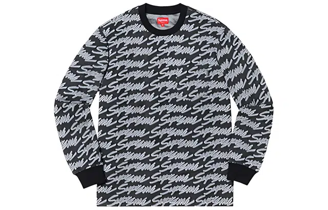Supreme SS19 Signature Script Logo LS Pocket Tee T
