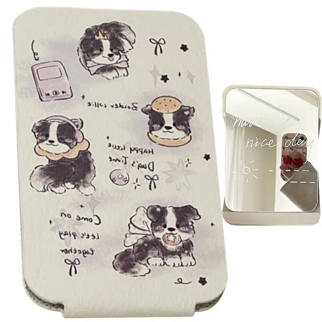 繁花森林 可爱折叠镜子桌面台式化妆镜办公室高颜值学生宿舍便携梳妆镜随身美容工具化妆工具