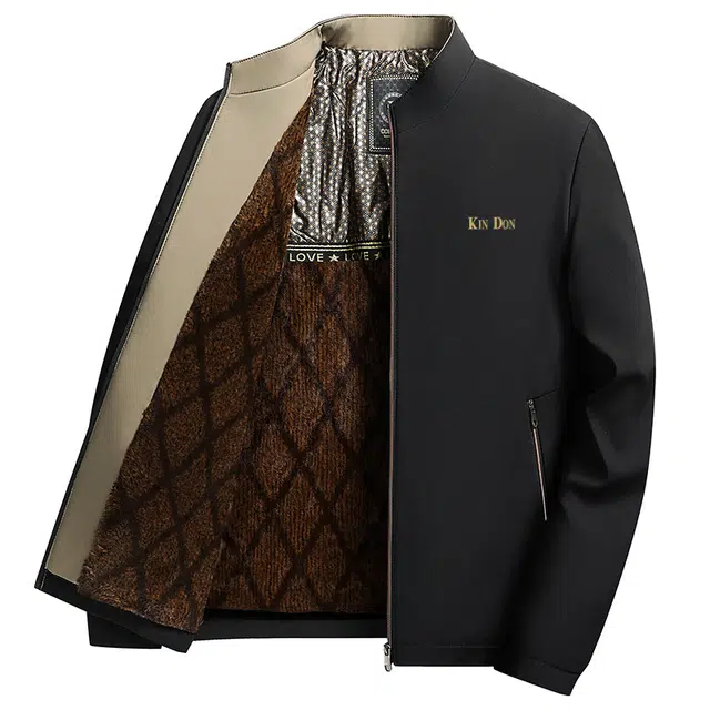 金盾 经典商务加绒加厚保暖立领拉链夹克外套 男款