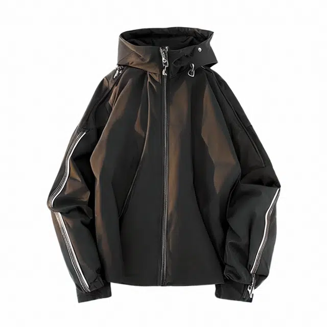 雅鹿 双层连帽立领休闲简约夹克外套 男女同款