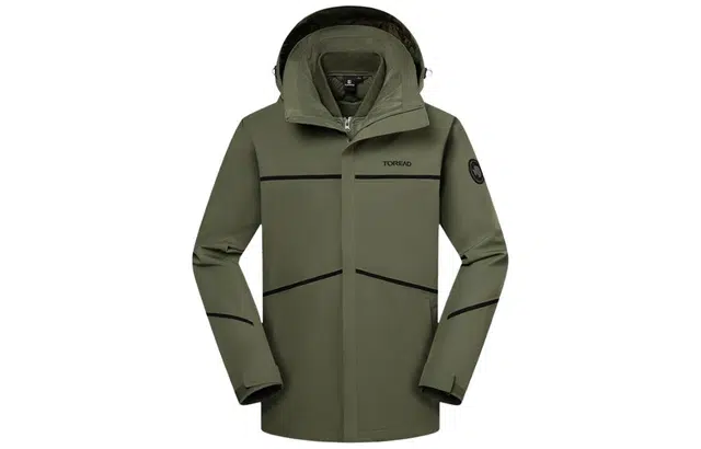 探路者 户外防水防风保暖防寒三合一冲锋衣 男款 军绿