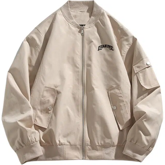 轻迎 大码印花棒球领宽松工装风夹克外套 男款