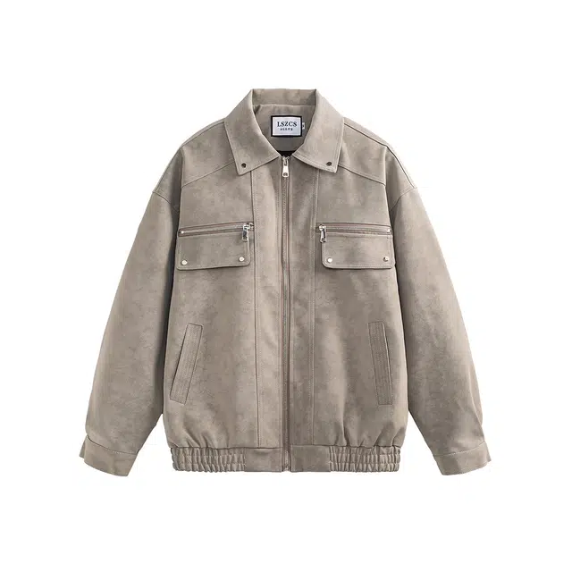 欧路得 复古硬挺痞帅高级感翻领夹克外套 男款