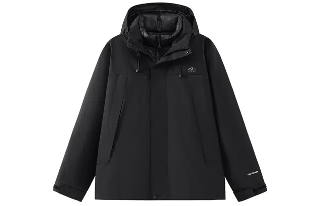 雅鹿 保暖羽绒服 三合一美式潮流高街日常通勤防风防水防寒山系宽松连帽加厚羽绒服 男女同款