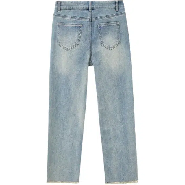 三福 直筒简约通勤牛仔裤 女款 浅蓝色