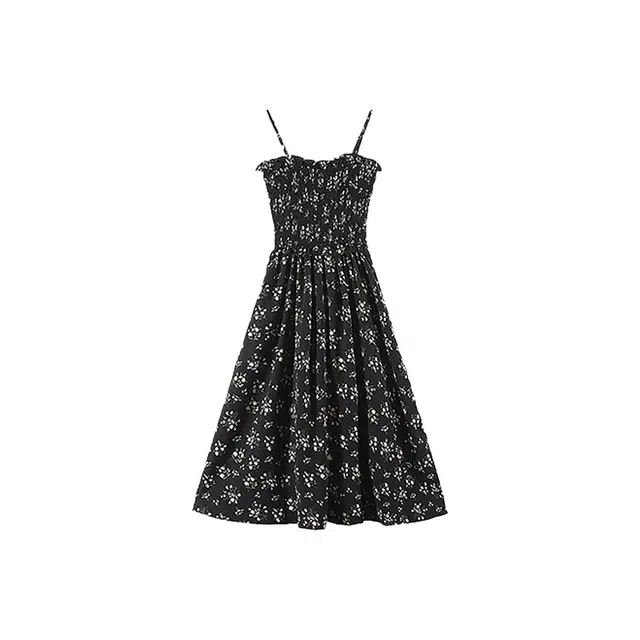 小菊川栗 时尚舒适百搭吊带连衣裙 女款 黑色