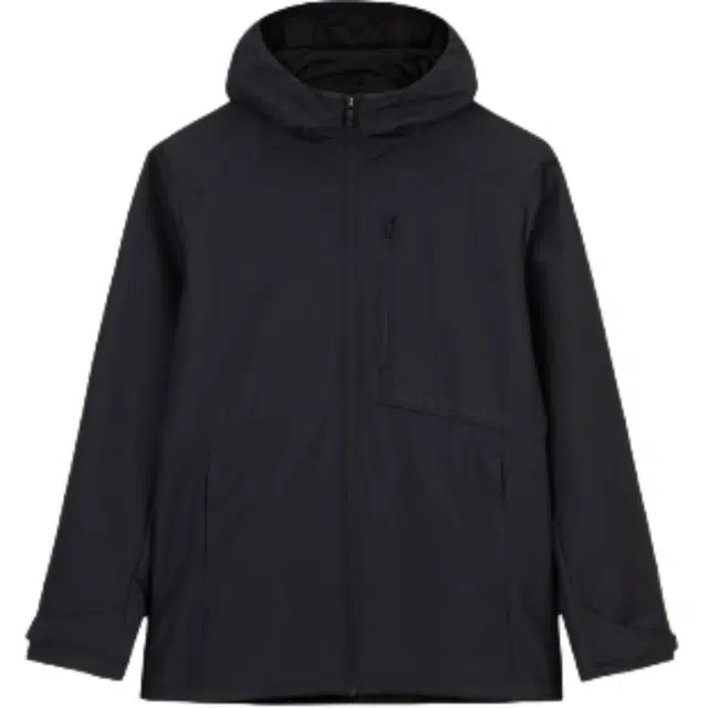 超级安踏 舒适休闲简约连帽拉链厚款夹克外套 男款 基础黑