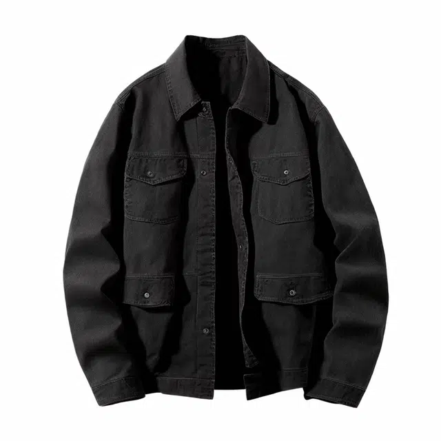 雅鹿 复古纯色青年翻领落肩夹克外套 男款