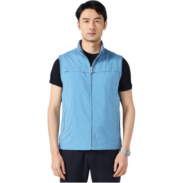 佛朗尼·齐拉 商务绅士休闲立领纯色马甲 男款 兰灰色